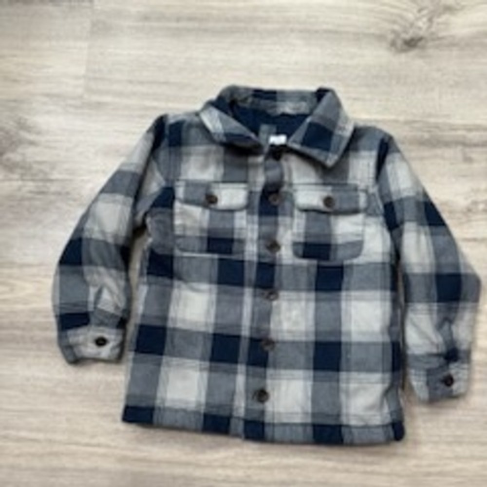 Baby GAP Kids‎ Plaid Flannel Shirt Button Up Blue Gray Size 4 Toddler